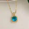 Accesorios para Mujer Cobre Microincrustado Circonita Simple Acero Inoxidable Collar Lujo Ligero Moderno Nicho Joyería para Clavícula Geométrica Moda Ol