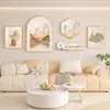 Sala de Estar Nórdica Sofá Parede de Fundo Decoração Pintura Estilo Creme Fresco Pendurado Quadro Floral Pastoral Pendurado na Parede Combinação Mural