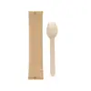 Cuchillo de madera, tenedor y cuchara, vajilla desechable independiente, embalaje en bolsa OPP de papel Kraft, intente comer tenedor y cuchara, postre, puede agregar logotipo