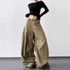 2025 Nuevo Otoño Pantalones Casuales para Mujer Cintura Alta Ajustados Sueltos Estilo Perezoso Versátiles de Pierna Ancha Pantalones Deportivos