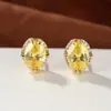 Pendientes de botón de diamante blanco con borde de diamante ovalado de cuatro puntas, estilo europeo y americano, elegantes, de lujo, de moda, versátiles, populares, al por mayor