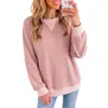 Amazon Transfronterizo Europeo y Americano Otoño e Invierno 2026 Nuevo Suéter Casual para Mujer Parches Bloque de Color Waffle Manga Larga Camiseta