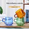 Caneca Colorida de Camada Única com Alça de Vidro Borossilicato Alto Ins Caneca de Vidro Borossilicato Colorido para Café