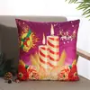 Funda de Almohada Navideña Transfronteriza con Impresión Digital, Funda de Cojín para Sofá con Atmósfera de Dibujos Animados, Cojín para Decoración del Hogar en la Sala de Estar