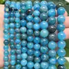 Nuevas Cuentas Redondas de Ágata Jade Azul Optimizadas de 6/8/10 mm Cuentas Sueltas Pulsera DIY Collar Tejido Joyería Hecha a Mano Accesorios