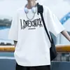 Nueva Camiseta de Manga Corta para Hombre Verano Moda Sencilla Peso Pesado Algodón Puro Media Manga Estilo Hong Kong Holgada Casual de Moda Marca Camiseta Ropa de Hombre