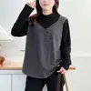 2025 Moda Inverno Feminino Plus Size Gola Alta Falsa Peça Dupla Camisa Base Mmt Shirt Roupa Íntima 9209