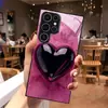 Adecuado para funda de teléfono Samsung S26ULTRA A90 corazón negro brillante S24 vidrio templado A16 cubierta protectora A07
