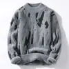 Ventas Directas de Fábrica, Superventas Transfronterizos, Suéter Grueso de Punto para Hombre, Moda Única con Graffiti, Cuello Semi-Alto