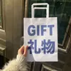 Bolsa de Regalo de Primavera Transfronteriza, Bolsa de Regalo de Tarjeta Blanca, Bolsa de Compras Grande con Asa para Empaque de Regalos, Bolsa de Hombro Engrosada