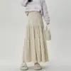 Foto Real de Falda de Pastel Patchwork de Encaje de Terciopelo para Mujer, Falda Plisada de Cintura Alta de Longitud Media en Línea A Texturizada de Otoño e Invierno
