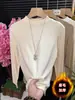 Camiseta Base de Cuello Medio Alto para Otoño e Invierno para Mujer 2026 Nuevo Mousse Cepillado Más Terciopelo Ajuste Delgado Cálido Nicho Ropa Interior Superior