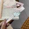 Presilha Lateral Fofa Hello Kitty com Franja Contínua Doce Girly Coração Longo Brilhante Gato Tk Presilha Bico de Pato
