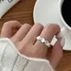 Anillo texturizado de plata de ley S925 para mujer, diseño abierto ajustable, estilo de nicho de alta gama, anillo versátil de lujo ligero para el dedo índice, nuevo