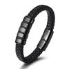 E-commerce transfronterizo Nuevo estilo étnico Pulsera de cuero de acero inoxidable Moda europea y americana Pulsera de moda para hombre de acero de titanio con hebilla magnética Joyería