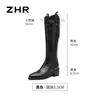 Botas de Montar Zhr para Aumentar la Altura 5.5cm Puntiagudas Corte en V Botas Estrechas Botas Largas Forradas de Felpa Estilo Nuevo Invierno 2025 para Mujer