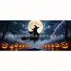 Banner de Garaje de Halloween Decoración de Puerta Tela Colgante Calabaza de Terror Bruja Calavera Fondo de Fiesta Transfronterizo En Stock Fábrica