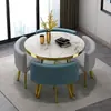 Conjunto de Mesa e Cadeiras de Negócios de Luxo Leve, Mesa Redonda Pequena Moderna para Recepção de Escritório de Vendas, Lazer em Apartamento e Uso Doméstico, com Capacidade de Armazenamento