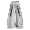 Calça Jogger Wide Leg Estilo Hip Hop Streetwear Americano OREETA Unissex Design com Cordão Dança de Rua Calças Casuais