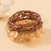 Bestseller popular europeu e americano transfronteiriço: Pulseira com pingente de folha estilo boêmio, pulseira de contas com cordão elástico multicamadas