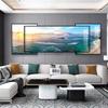 Pintura decorativa de lujo y luz para sala de estar, pintura colgante, fondo de sofá atmosférico, murales de pared, tríptico costero, pintura decorativa superpuesta