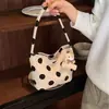 Bolsa de ombro feminina com estilo suave, bolsa de mão de bolinhas, design minimalista de nicho com alça fina, adequada para primavera e verão, uso casual, bolsa para estudante e para o dia a dia