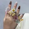 Nuevo Anillo de Mariposa Exquisito Dulce Bronceado de Colores Anillo de Crisantemo Multicolor de Lujo Ligero Dopamina Venta al por Mayor