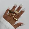 Moda Transfronteriza Europea y Americana Ins Anillo Geométrico de Metal Esmaltado Juego Resina Ámbar Anillo Abierto Anillos