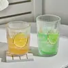 Taza de café con latte americano helado estilo ins minimalista, taza de cristal rayada creativa, taza de leche y jugo de alta estética para uso doméstico