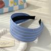Diadema de ala ancha a cuadros de rayas azules, Diadema de mezclilla moderna y versátil, Para salir, Accesorios para el cabello con pasador, Nuevo de primavera y verano
