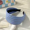 Diadema de ala ancha a cuadros de rayas azules, Diadema de mezclilla moderna y versátil, Para salir, Accesorios para el cabello con pasador, Nuevo de primavera y verano