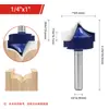 Juego de Brocas para Fresadora de Carburo con Punta Afilada y Vástago de 1/4" para Máquina de Grabado, Ranurado en Forma de V, Plata Azul Brillante, 4 Piezas
