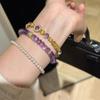 Pulseira de contas envoltas em ametista estilo francês leve e luxuosa, design de alto senso, moda elegante, joias femininas elegantes