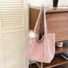 Bolso Tote Rayado de Bloques de Color Estilo Japonés y Coreano de Gran Capacidad, Diseño de Alta Gama, Bolso de Hombro Versátil Juvenil