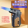 Isqueiro Maçarico de Três Chamas Inflável para Charuto, À Prova de Vento, Direto do Fabricante, Churrasco ao Ar Livre, Isqueiro para Moxabustão, Novo Modelo