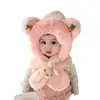 Gorro Bufanda para Bebé con Protector de Cuello Integrado Otoño e Invierno Gorro con Protección para Orejas de Bebé Lindo Súper Lindo Gorro de Peluche para Niños y Niñas