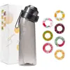 Copo aromatizado 650ml com design de anel triplo e anel de sete, 0 açúcar 0 calorias, Anel Cui Xiang, feito de material tritan, resistente a altas temperaturas, copo de água divertido