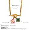 Estilo Retrô Fresco Europeu e Americano Flor Lua Pingente DIY Pulseira Enrolada Colar Conjunto de Aço Inoxidável Banhado a Ouro 18K