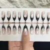 Unhas Francesinhas Pretas com Glitter Fino Postiças Francesinha Preta Curta Estilo Ballet Simples Arte de Unha Atacado Unhas Postiças