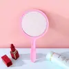 Espejo de Maquillaje Portátil Redondo Grande Transparente de Color de Mano Doble Cara Cara Única Espejo con Mango Lupa Espejo de Mano Portátil