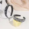 Diadema de Moda con Estampado de Leopardo y Pedrería, Diadema Negra Sencilla Antideslizante con Adorno de Pedrería para Mujer, Estilo de Lujo Ligero