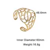 Pulsera Ancha de Moda Europea y Americana con Diseño Hueco, Estilo Único y Exagerado, Sensación de Alta Gama Francesa, Pulsera de Acero Inoxidable Chapado en Oro para Mujer