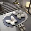 Alfombrilla de Piso para Baño, Alfombrilla Absorbente de Agua Antideslizante, Alfombrilla Resistente al Desgaste y a la Suciedad para Baño, Alfombrilla de Piso de Diatomeas con Diseño de Flor y Mariposa 3D