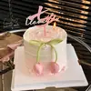 Día de San Valentín Chino Capullo de Tulipán Lazo Decoración de Pastel Vela Feliz Día de San Valentín Chino Enchufe Acrílico