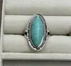 Conjunto de anéis de pena com turquesa incrustada, estilo étnico vintage europeu e americano transfronteiriço, anel personalizado boêmio para mulheres