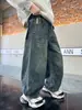 Jeans de comercio exterior para niños, pantalones largos de otoño a la moda para niños grandes, pantalones anchos holgados de estilo coreano para otoño para niños, pantalones versátiles