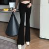 Calças de Maternidade para Passeios de Outono, Calças de Suporte para a Barriga de Cintura Baixa, Calças Flare da Moda para Mulheres Baixinhas, Leggings de Maternidade Cropped para o Outono