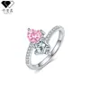 Anillo de Diamantes Brillantes de Lujo Ligero, Moderno y Versátil, Anillo de Diamantes Rosas de Gama Alta, Regalo de San Valentín para Novia, Regalo de Cumpleaños, Diamante