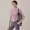 Roupas de Yoga em Promoção para o Verão com Bojos, Tops Fitness para Treinamento de Pilates, Camisetas Esportivas de Manga Curta para Corrida para Mulheres Atacado