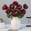 Ramo de Rosas Simuladas Diseño de Ramo de Rosas Decoración de Flor Falsa de Rosa para Hogar Sala de Estar Hotel Flor de Rosa Simulada